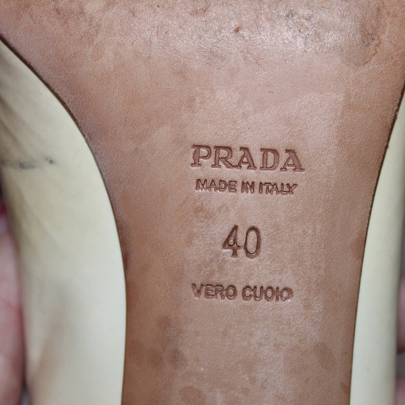 SOLD - Prada Two Tone Large Buckle Italy Heels 40/US 10 - Picture 7 of 8